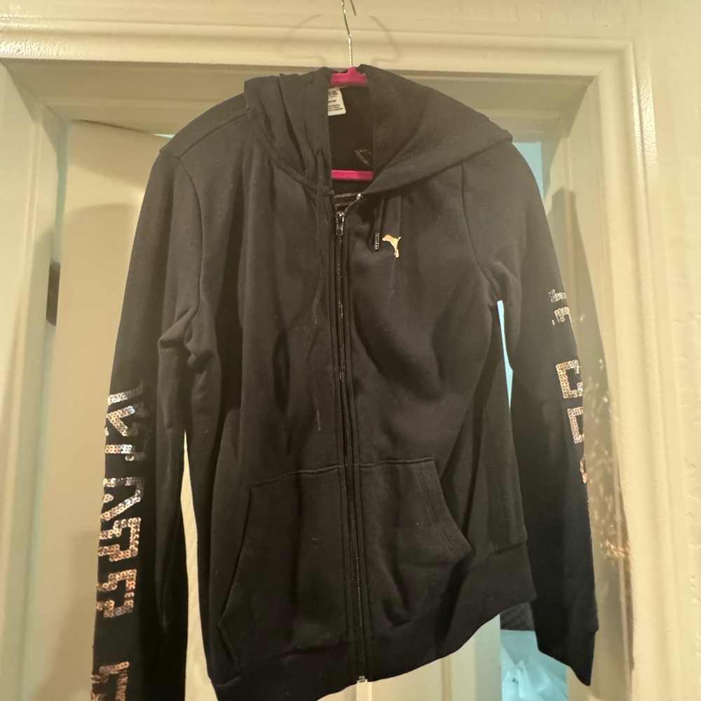 Sequin bling PINK Black Hoodie Jacket